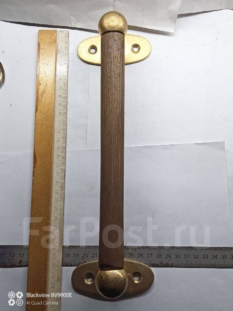 * Ручка дверная с деревянной ручкой на входную дверь латунь/бронза вин ...