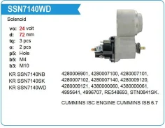 ����������� ���� �������� Cummins ISC Engine, Caterpillar Excavator 24V Krauf SSN7140WD ����