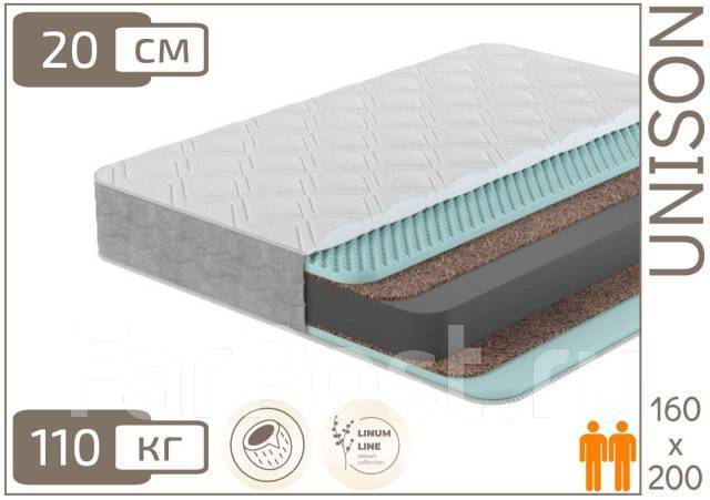 SunRay Cocos - Матрас беспружинный 160х200х20см с пеной Carbon, новый ...