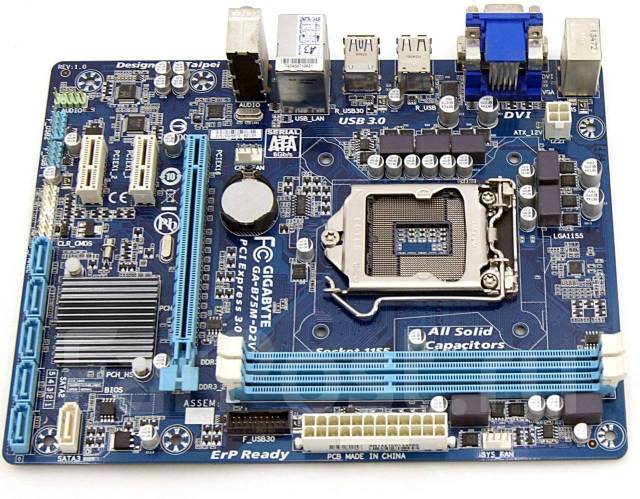 Материнская плата Gigabyte GA-B75M-D2V (LGA1155), б/у, в наличии. Цена ...