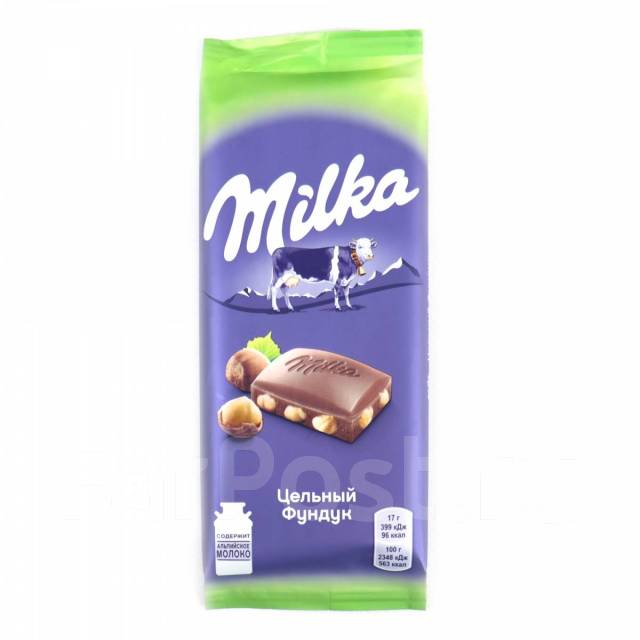 Шоколад Милка (Milka) 85г Цельный Фундук - Продукты питания во Владивостоке