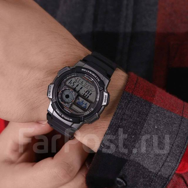 Часы Casio AE-1000W-1B электронные, водонепроницаемые, батарейка 10 лет ...