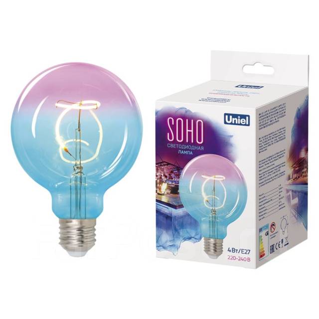 Лампа светодиодная Ретро/Эдисона/SOHO E27 SF01 4W филаментная. Синяя .