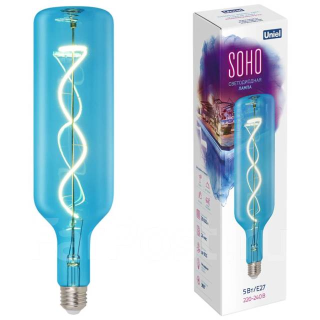 Лампа светодиодная Ретро/Эдисона/SOHO E27 SF21 5W филаментная. Синяя .