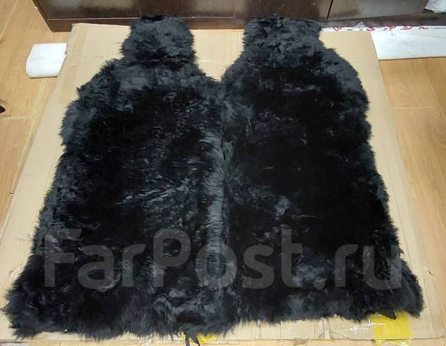 Меховые накидки на сиденья, чехлы из натуральной овчины Чёрная 1шт ...