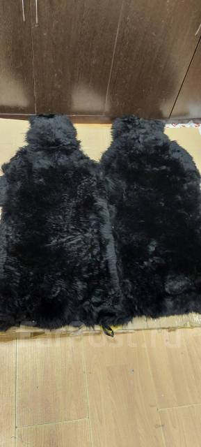 Меховые накидки на сиденья, чехлы из натуральной овчины Чёрная 1шт ...