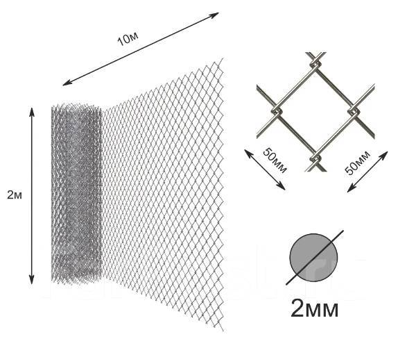  Рабица ячейка 50x50 мм 2x10 м - Металлоконструкции и прокат во .