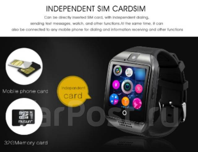 Стильные мужские часы Smart Watch Q18 с камерой и поддержкой сим карты ...