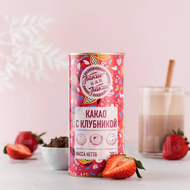 Какао с Клубникой Какао как какао В Банке, 300 гр - Безалкогольные ...