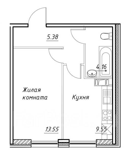 Планировка 1 комнатных квартир в москве 1-комнатная, улица Луговая (п. Ливадия) 8, 2 этажей, 1 этаж, 30,0 кв. м. Цена: 1