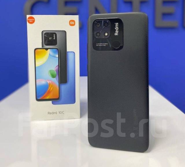 Xiaomi Redmi 10c 4/128 гб NFC (Новый/Гарантия), 6.71", моноблок, черный ...