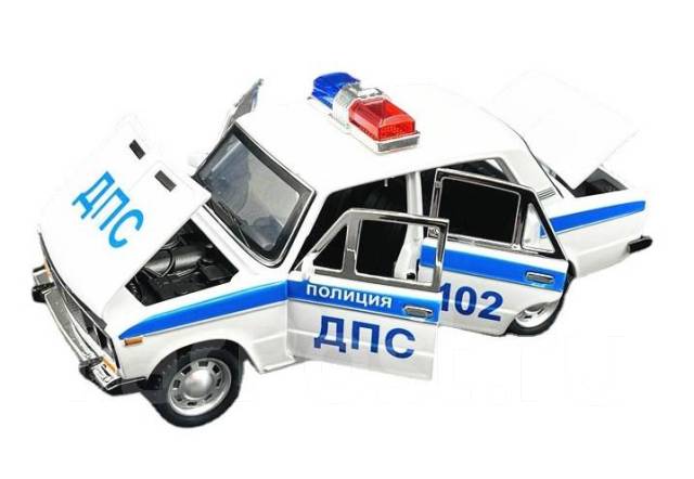 Игрушка (моделька) машинка Lada ВАЗ-2106 «Жигули» ДПС 1:24, Белый ...
