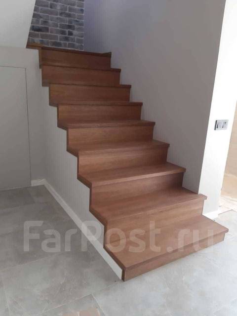Обшивка бетонных лестниц деревом, изготовление доставка монтаж во ...