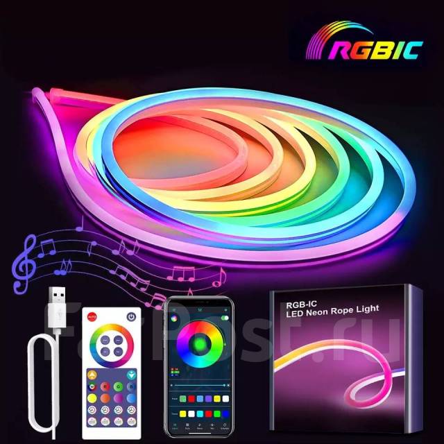 Гибкая неоновая лента RGB, светодиодная подсветка потолка, кухни 5М ...