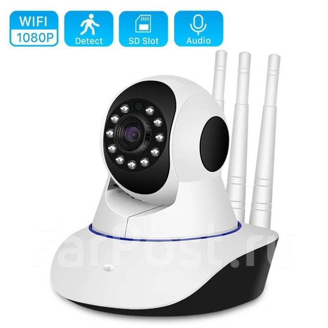Видеокамера Wi-Fi 1080P, день-ночь,3 антенны, запись SD карту, до 64Gb ...