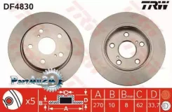 ���� ��������� Toyota Auris 07- (��-�� ��������������) ������ D 270��. TRW DF4830 DF4830 ����