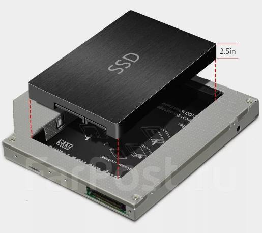Переходник (салазка) для дополнительного HDD/SSD в отсек ноутбука CD/D ...