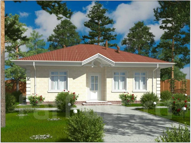 Проект индивидуального одноэтажного жилого дома, 100-200 кв. м. 102,8 ...