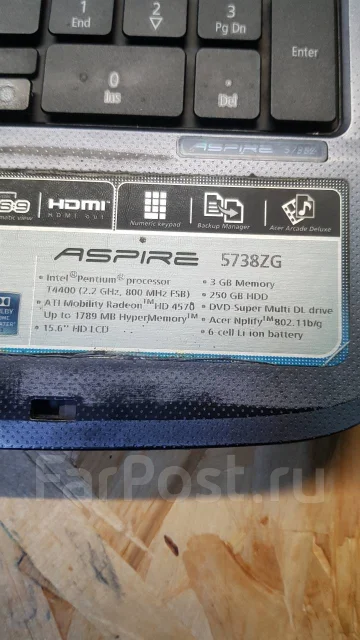 Acer Aspire 5738ZG. 15.6", 2,2����, ��� 3072 ��, ���� 1 000���, WiFi: 1, Bluetooth: 1, ����������� �� 1��. ����