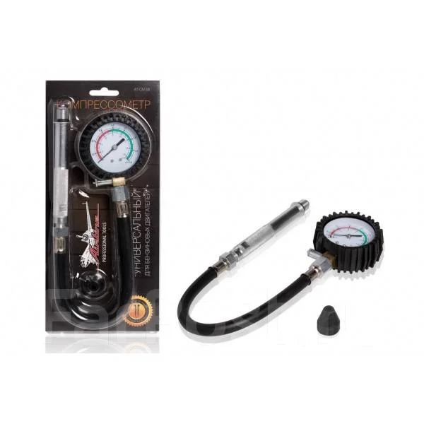Компрессометр Универсальный Бензиновый, манометр в резиновом чехле ...