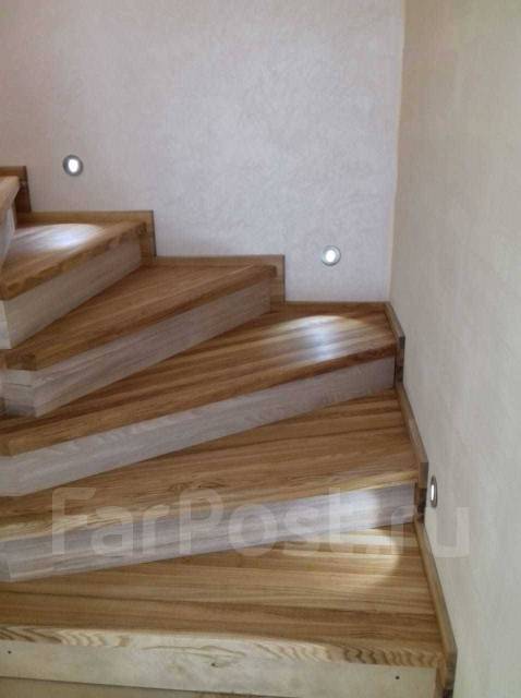 Облицовка бетонной лестницы деревом, изготовление, установка ...