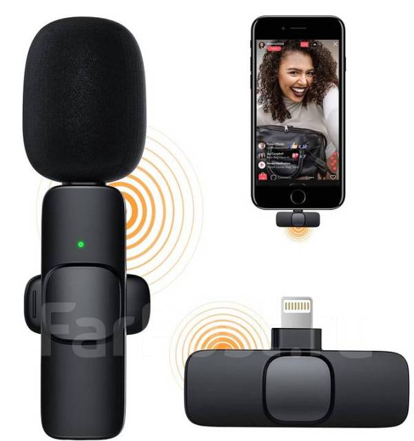 Петличный микрофон беспроводной петличка iOS lightning Apple K11 x2 ...
