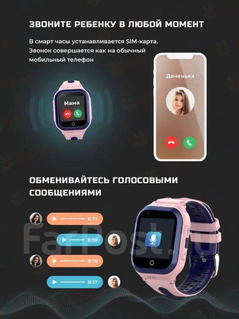Детские умные часы Smart Baby Watch Wonlex KT24S GPS, WiFi, 4G розовые ...