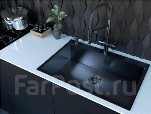 Мойка для кухни стальная Paulmark SAAR PM807551 вороненая сталь, в ...