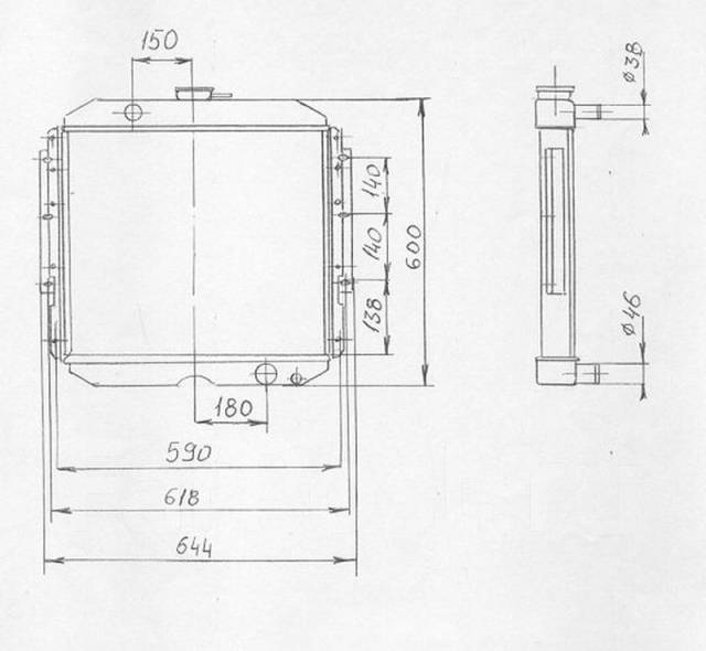 Чертеж радиатора охлаждения двигателя