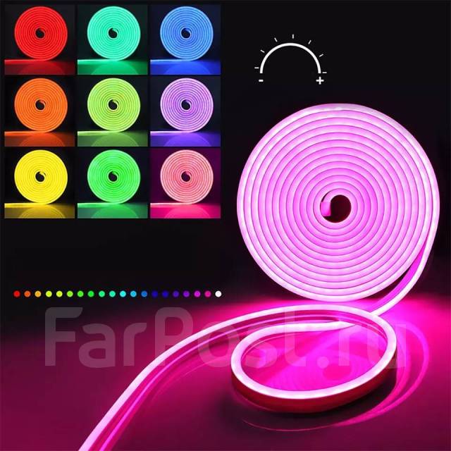 Гибкая, неоновая лента RGB, светодиодная подсветка потолка, кухни 5М ...