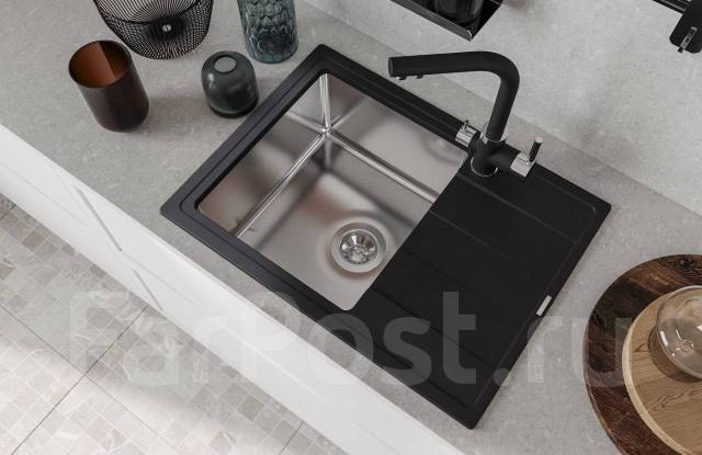 Кухонная комбинированная мойка (гранитная/стальная) Комби 650 FL ...