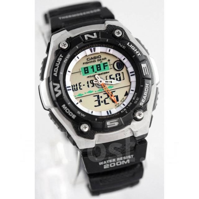 Часы мужские Casio AQW1011A электронные, датчик рыбалки, водозащита