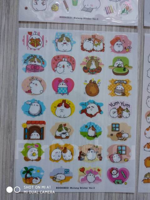 Кавайные стикеры Molang. 6 видов - Канцелярия во Владивостоке