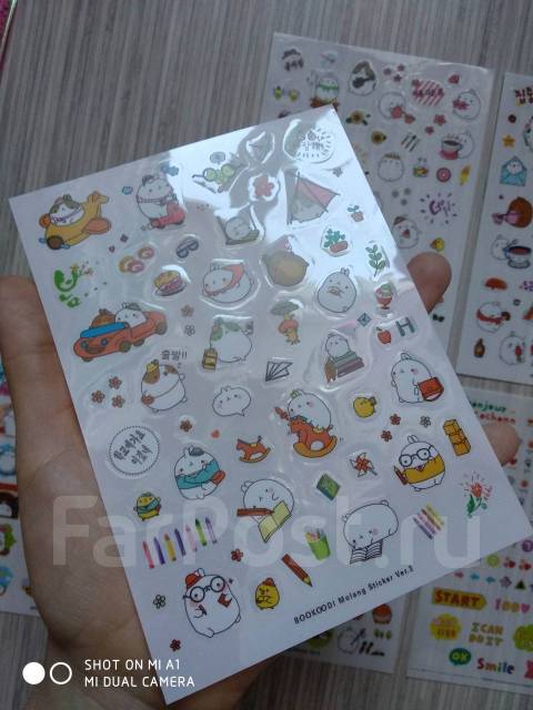Кавайные стикеры Molang. 6 видов - Канцелярия во Владивостоке
