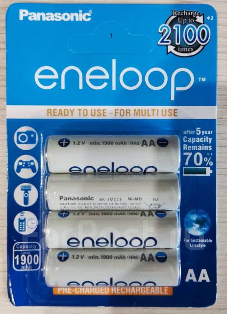 Аккумуляторные батарейки AA Panasonic Eneloop 2100mAh BK-3MCCE 4 шт .