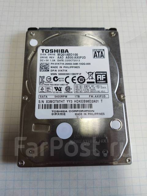 Винчестер Toshiba 1TB, 1 000 Гб, б/у, в наличии. Цена: 200₽ во Владивостоке