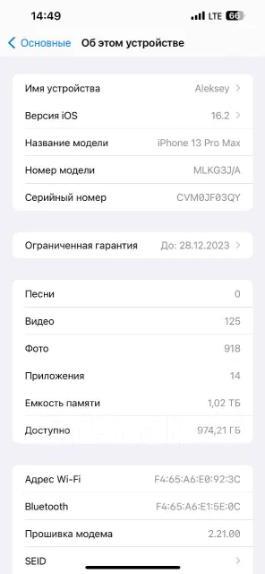 Apple iPhone 13 Pro Max. �/�, 1 ��, ����� ����