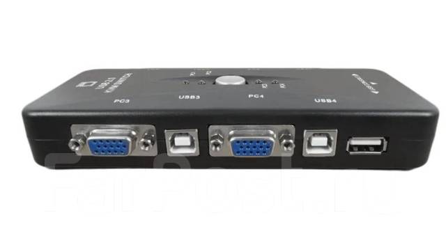Переключатель / концентратор USB 2,0 KVM 4UK, 4-порта, VGA-USB, новый ...