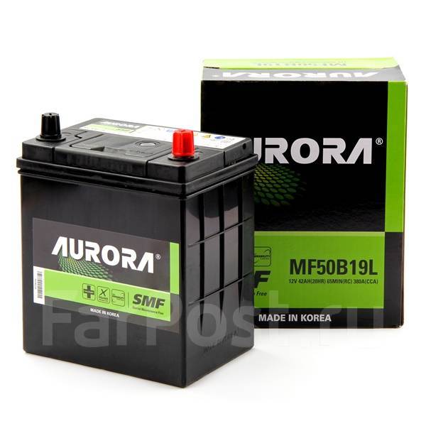 Аккумулятор Aurora MF-50B19L 42ah 380CCA, кальциевый, обратная (левое ...