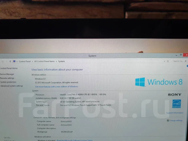 Sony VAIO Fit. 13", 1,6����, ��� 8 ��, ���� 120���, WiFi: 1, Bluetooth: 1, ����������� �� 2��. ����