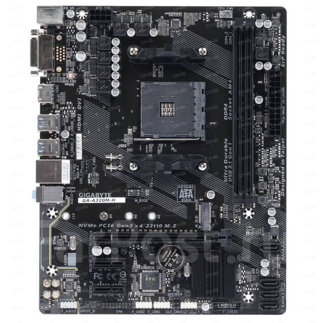 Материнская плата, AMD A320M, Gigabyte, новый, в наличии. Цена: 4 500 ...