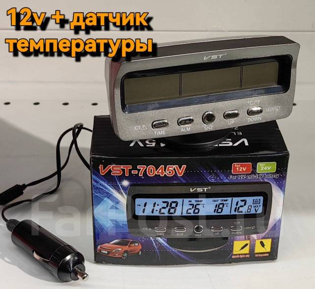 Часы автомобильные 12v. + датчик температуры. Доставка бесплатно купить ...