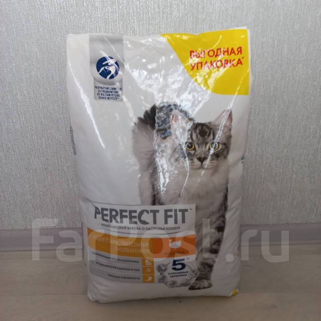 Сухой корм для взрослых кошек "Perfect FIT"с курицей 10кг, в наличии ...
