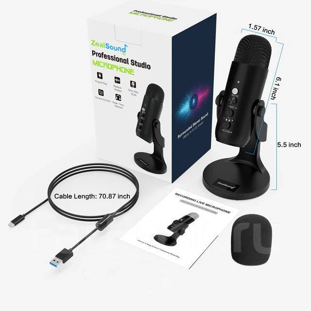 Конденсаторный микрофон для пк,ps4,ps5, студийный, игровой, для стримов ...