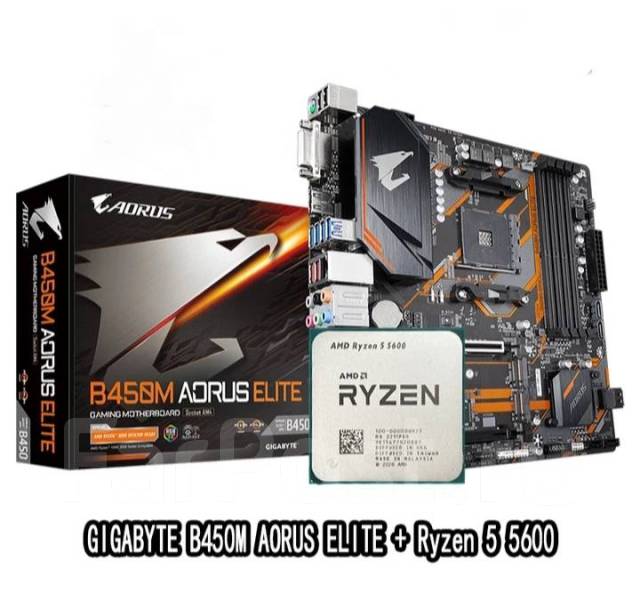 Процессор AMD Ryzen 5 5600 с материнской платой B450M Aorus Elite ...