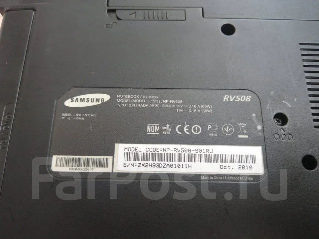 Samsung RV508. 15.6", 23����, ��� 3072 ��, ���� 250���, WiFi: 1, Bluetooth: 1 ����