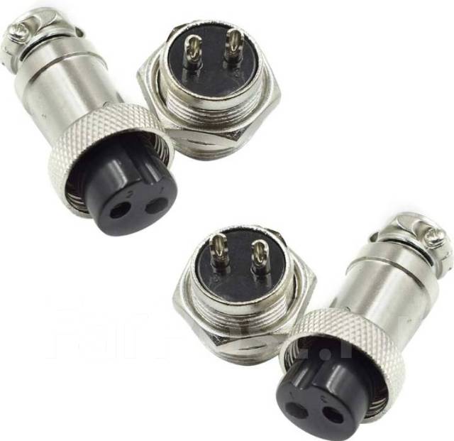 Разъем разборный GX12 2-pin двухконтактный с ответной частью папа-мама ...