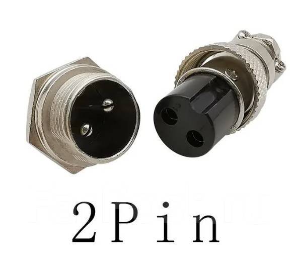 Разъем разборный GX12 2-pin двухконтактный с ответной частью папа-мама ...