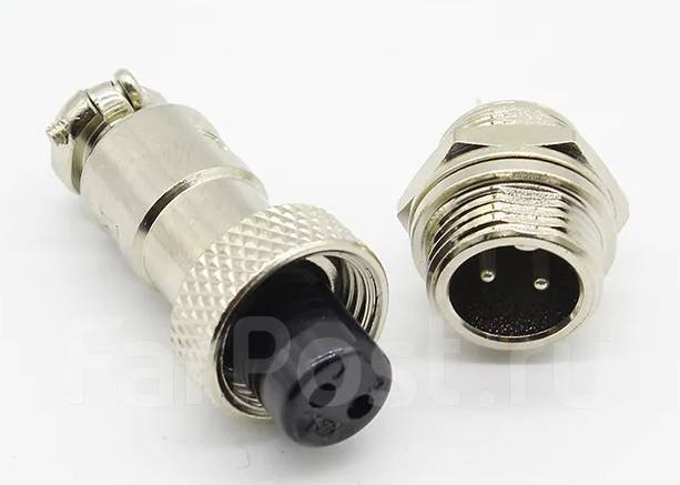 Разъем разборный GX12 2-pin двухконтактный с ответной частью папа-мама ...
