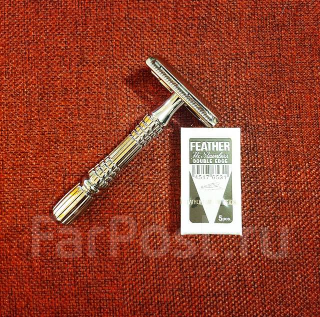 Т-образный станок для бритья Baili + Японские лезвия Feather 5шт, в ...